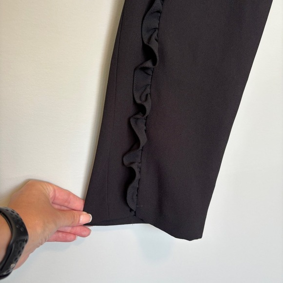 Zara Women's Size Large Smart Frill Pants Side Seam Ruffle Business Chic Office - Picture 6 of 13